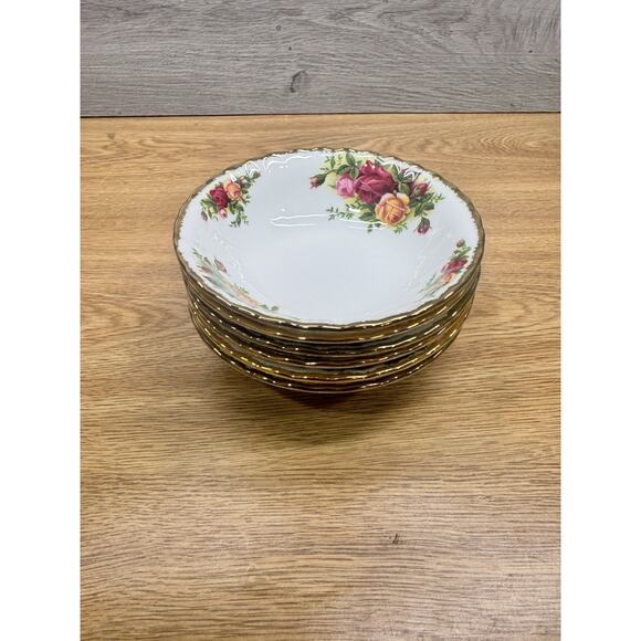 VINTAGE Royal Albert China Old Country Roses Desert Bowls 5.25” England ~6 Pc - Picture 9 of 9